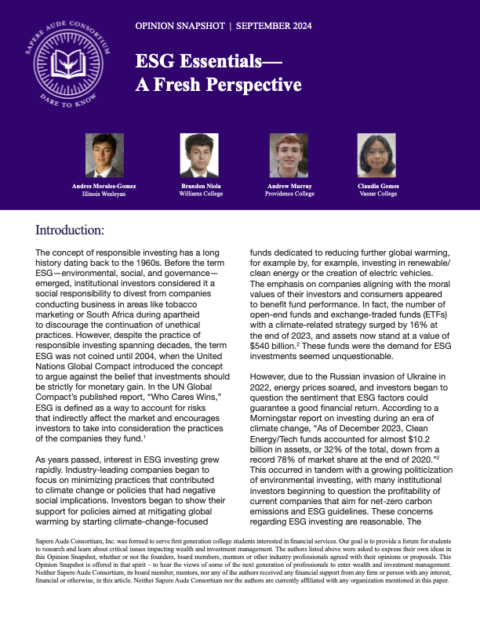 2024 Opinion Snapshots | Sapere Aude Consortium